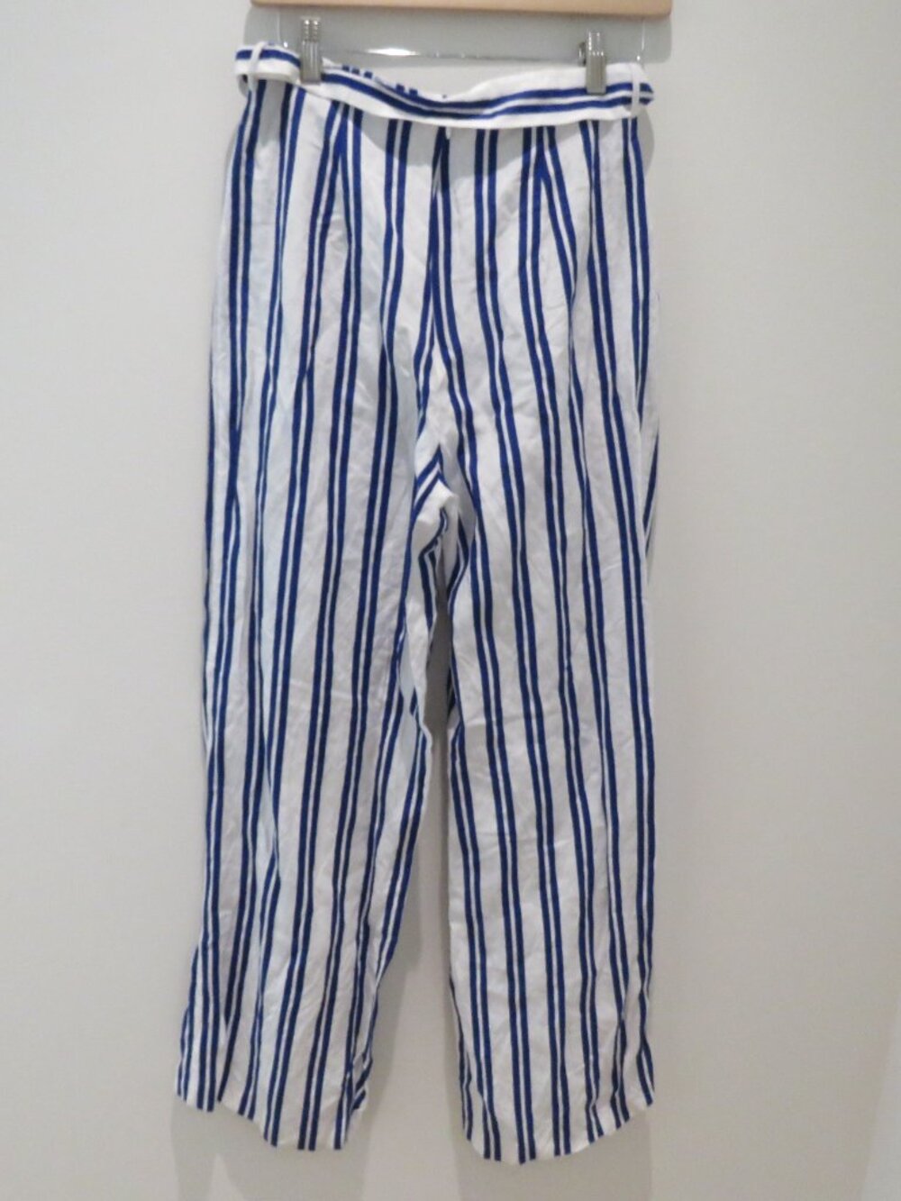 L'ACADEMIE The Lani Pant White Blue Stripe Medium Linen Blend Preppy Coastal - Picture 10 of 14